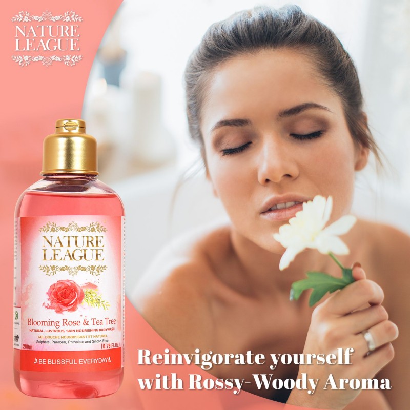 NATURE LEAGUE BLOOMING ROSE AND TEA TREE NATURAL S...