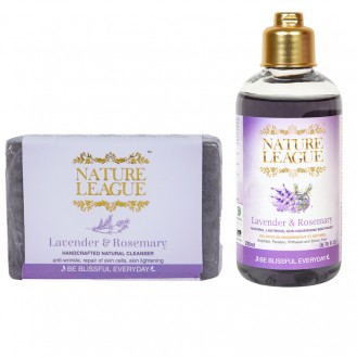 Nature League Lavender & Rosemary Natural Body wash with Lavender & Rosemary Natural Handmade Soap.